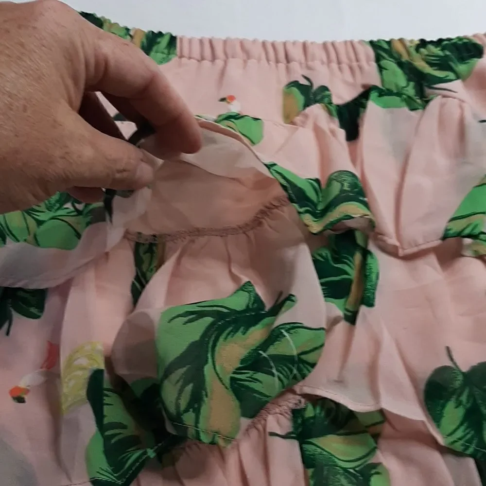 The Webster Miami Flamingo Ruffle Skirt sz S